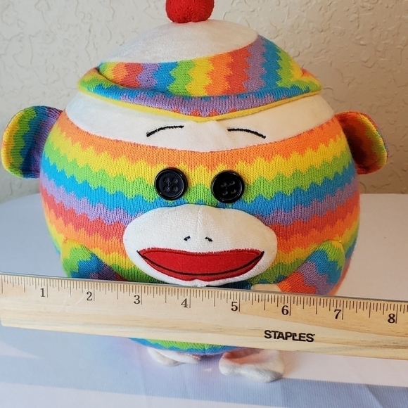 TY Sock Monkey Beanie Ballz Rainbow  8" Plush - Picture 9 of 9